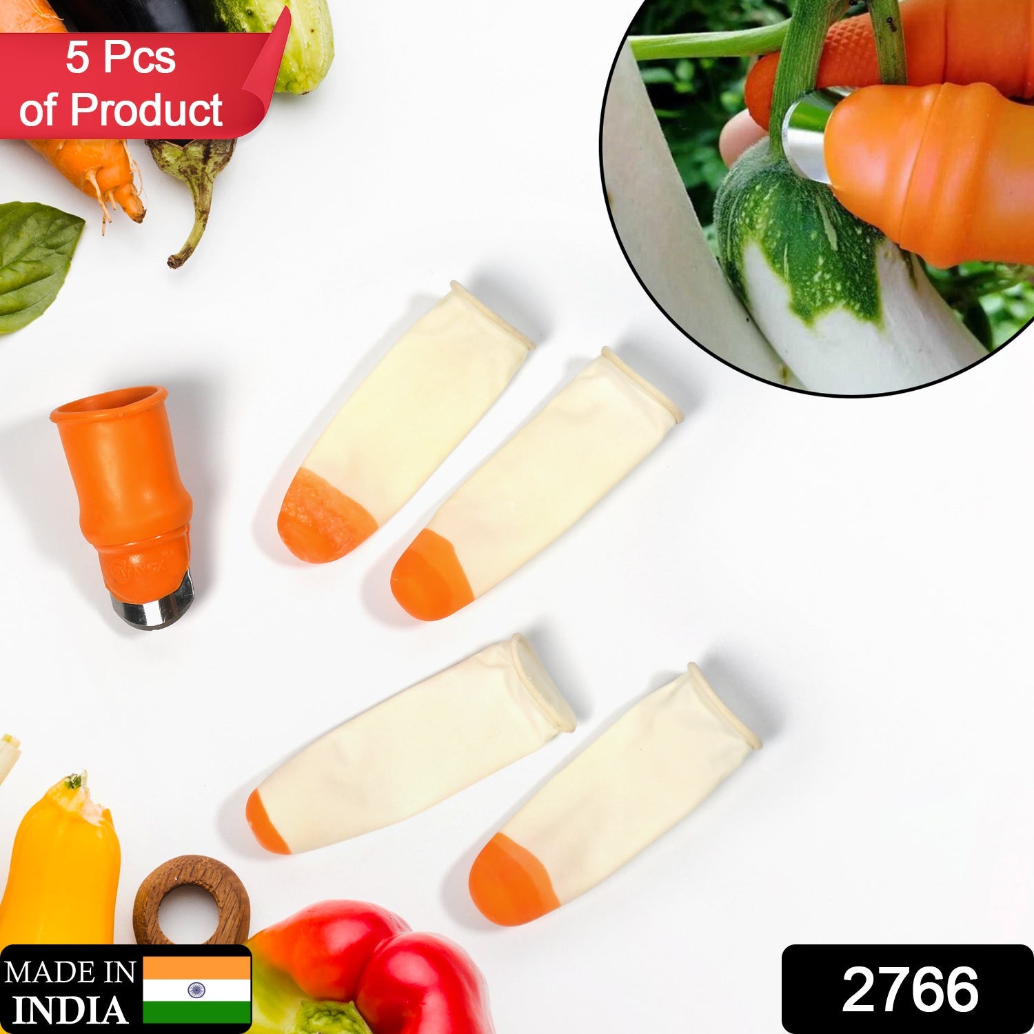 2766 Vegetable Thumb Cutter and tool 5pc Set with effective sharp cutting blade System DeoDap 2766 Vegetable Thumb Cutter and tool 5pc Set with effective sharp cutting blade System DeoDap